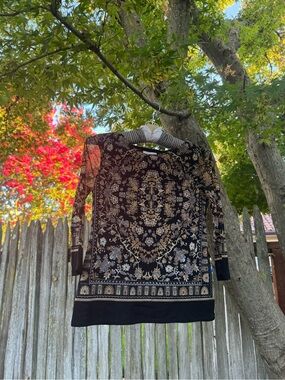 Vintage Paisley Floral Long Sleeve Top